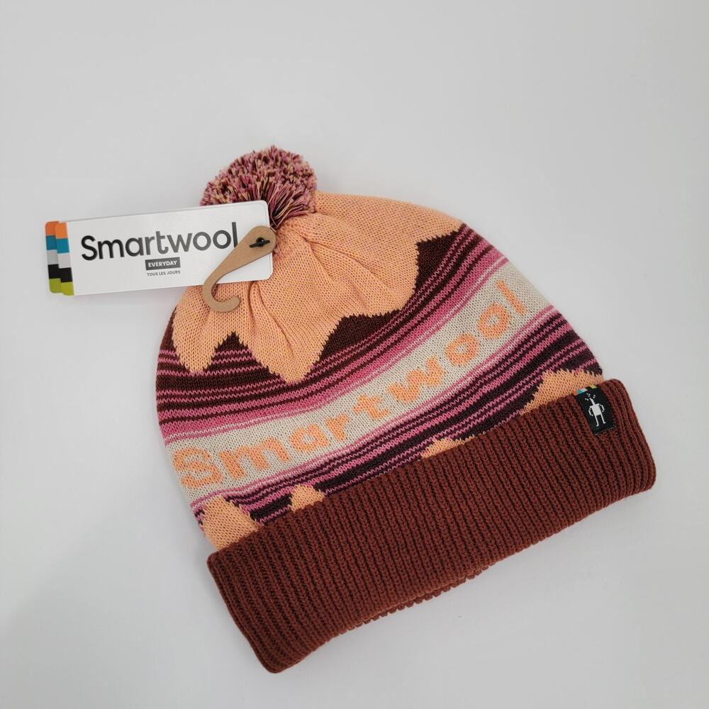 Smartwool Pom Beanie Winter Pattern Apricot Cuffed Poly Merino Wool Nylon OS NEW